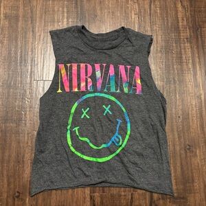 NIRVANA Charcoal Tank with Multicolor Logo XS